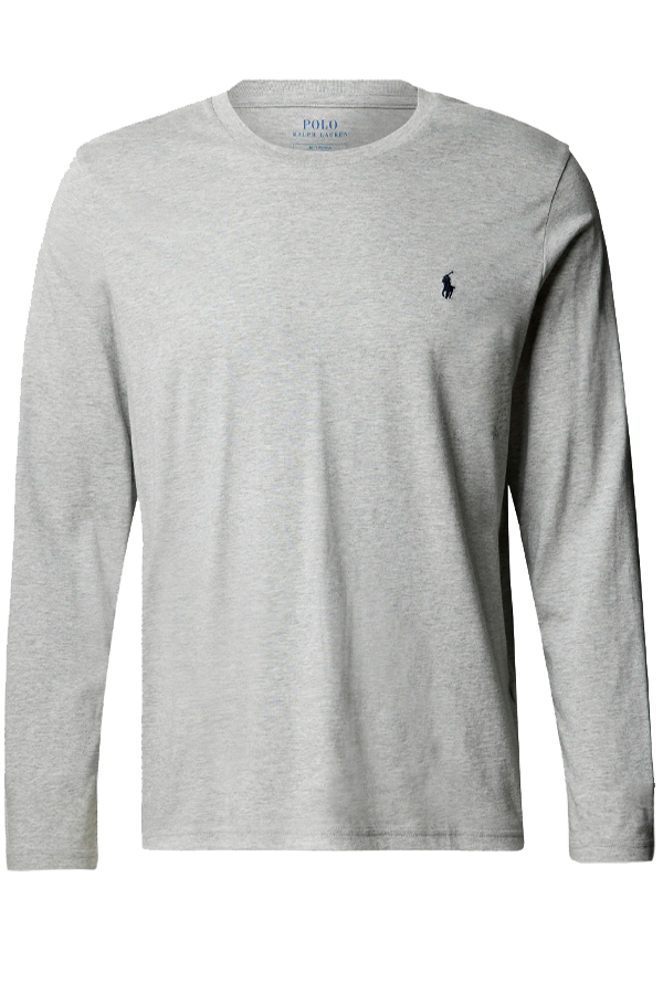 Polera manga larga cuello redondo gris