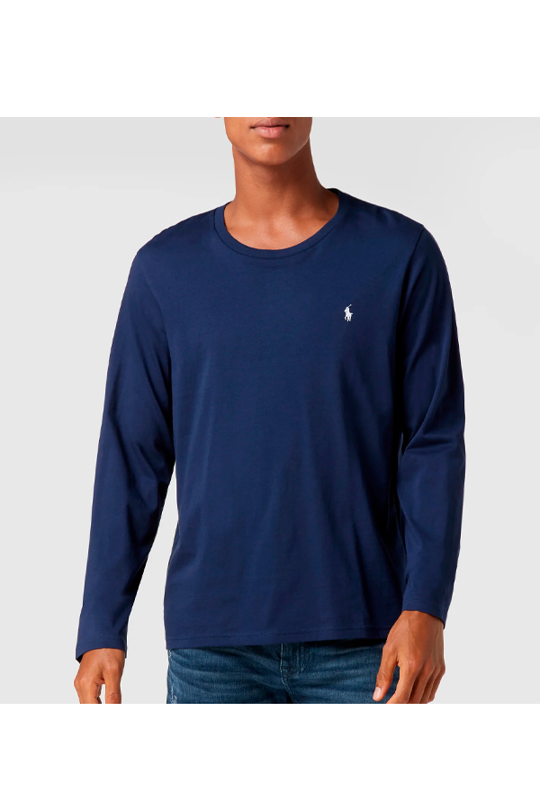 Polera manga larga cuello redondo azul marino