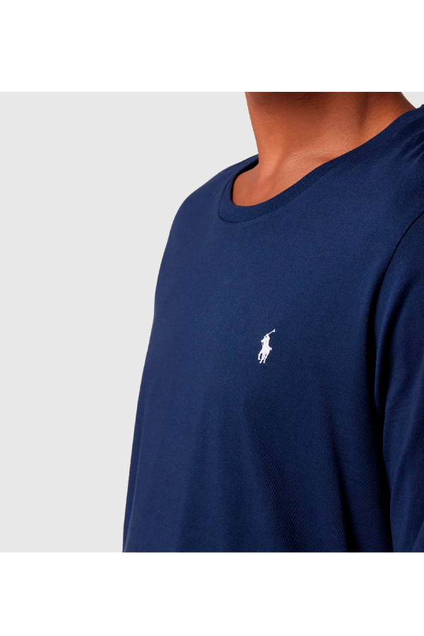 Polera manga larga cuello redondo azul marino