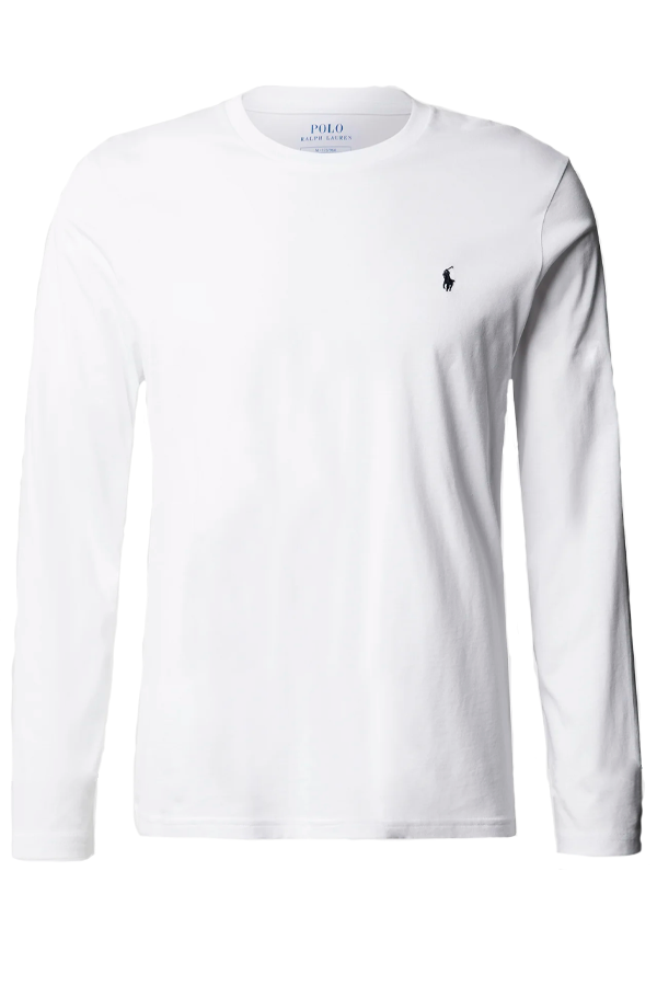 Polera manga larga cuello redondo blanca