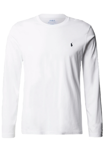 Polera manga larga cuello redondo blanca