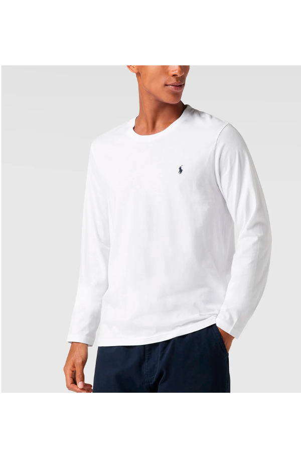 Polera manga larga cuello redondo blanca