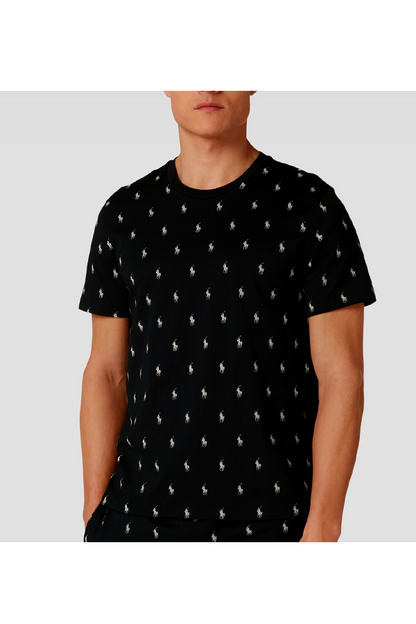 Polera con estampado de puntos negra