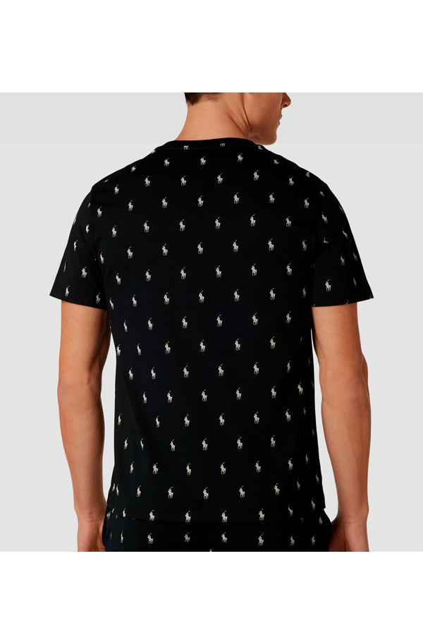 Polera con estampado de puntos negra