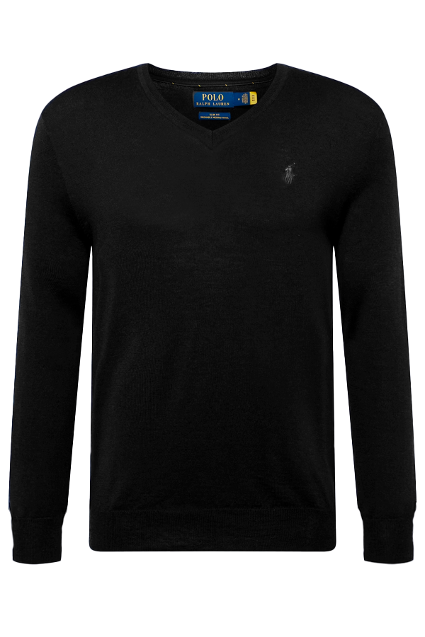 Suéter de algodón premium cuello en V negro