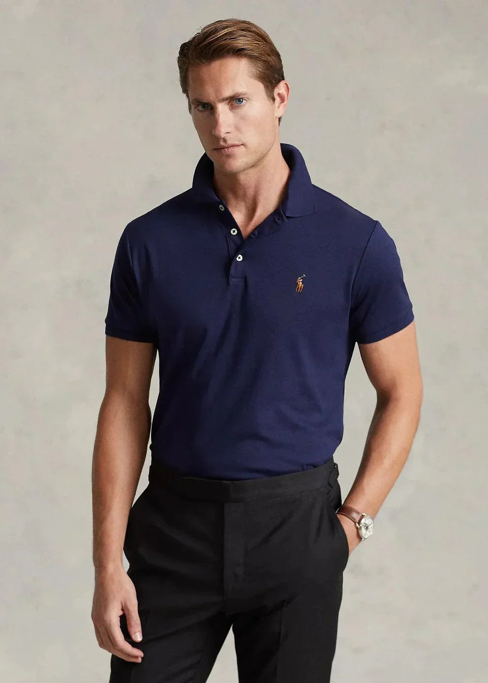Polera de algodón suave azul marino