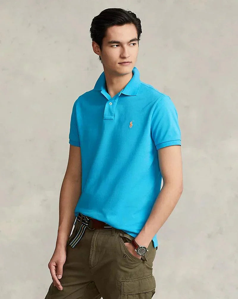 Polo de piqué turquesa