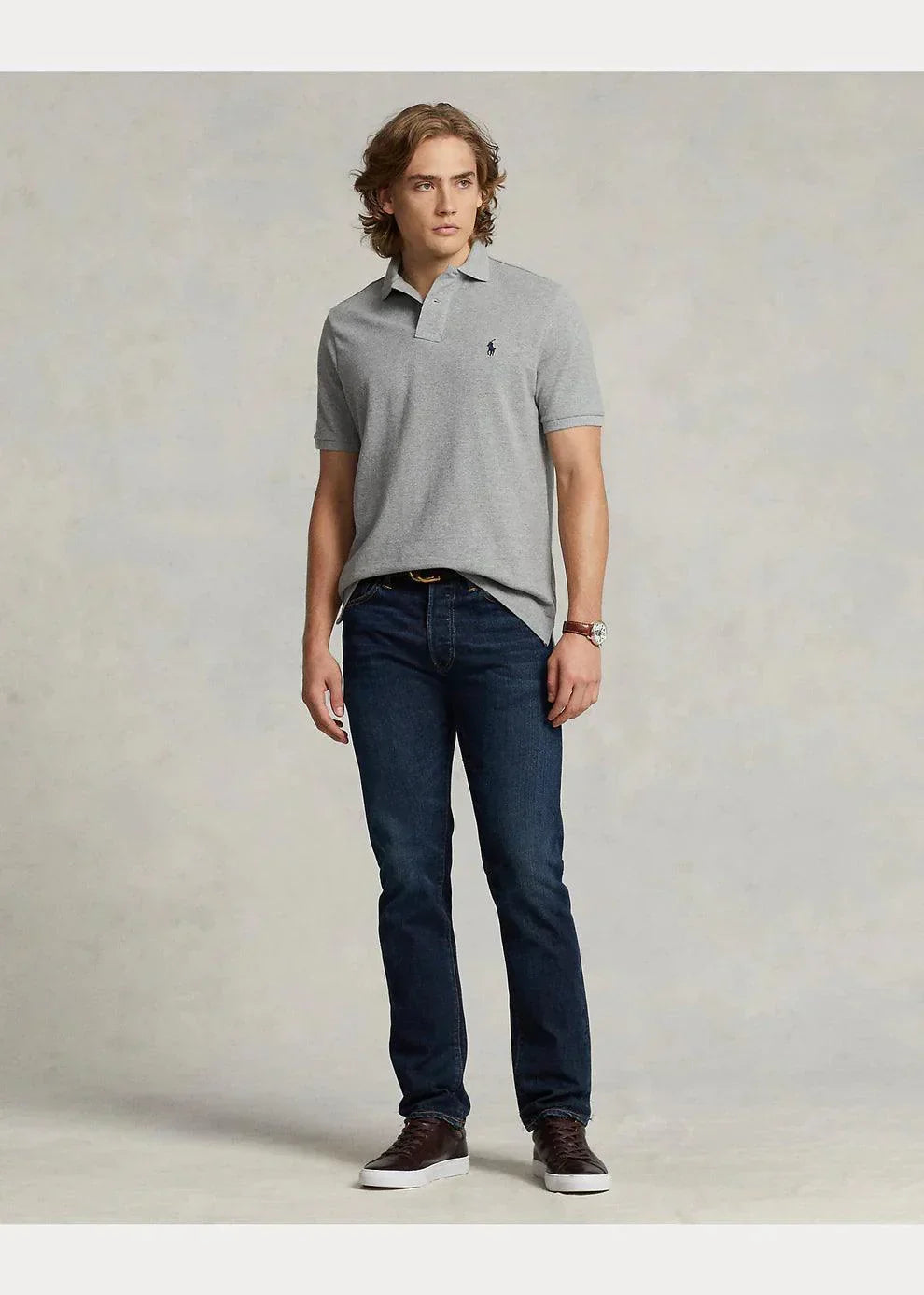 Polo de piqué gris claro
