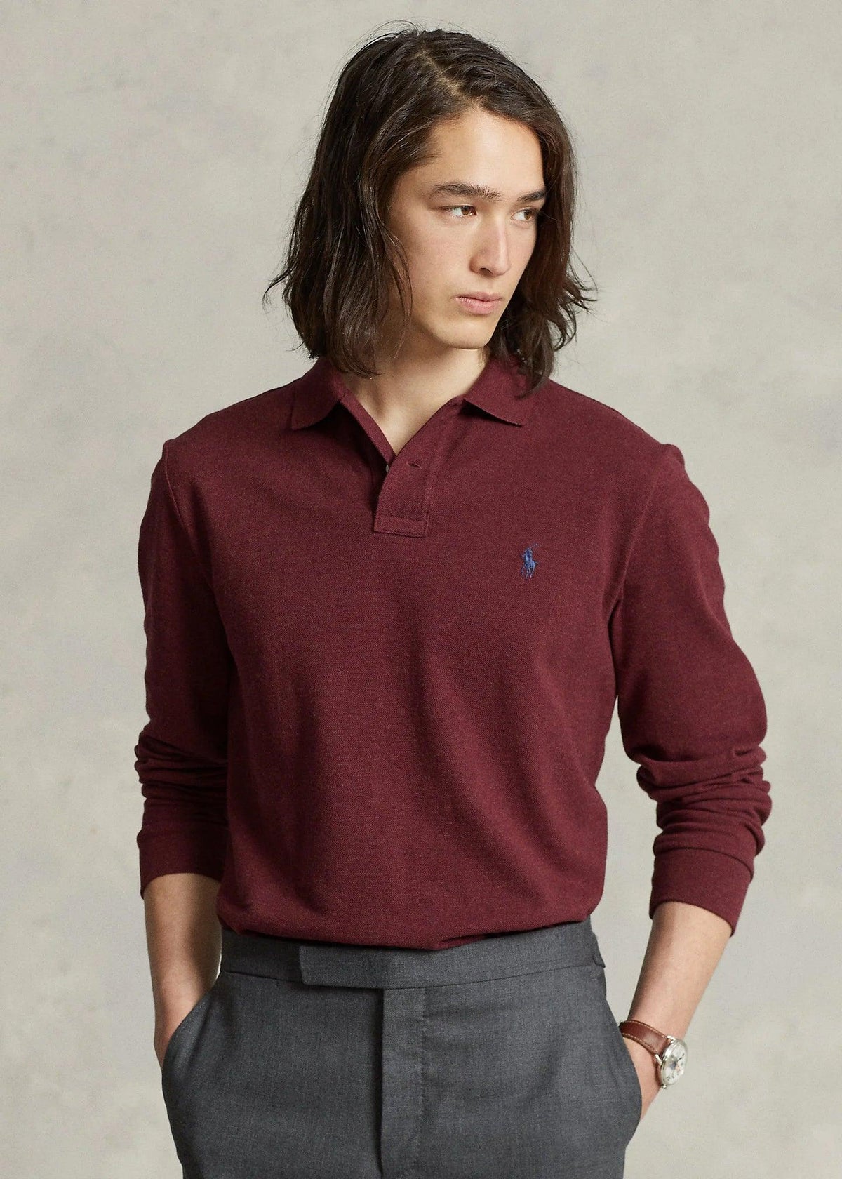 Polera manga larga burdeo