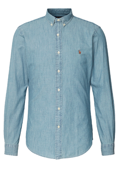 Camisa de mezclilla corte slim azul lavado