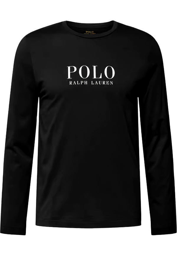 Polera manga larga con estampado negra