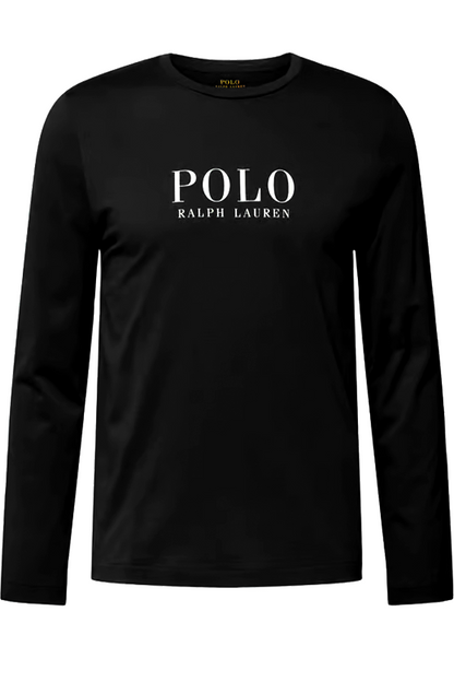 Polera manga larga con estampado negra