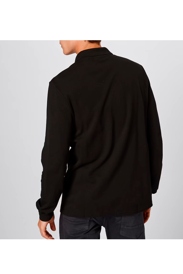 Polo de piqué manga larga negro