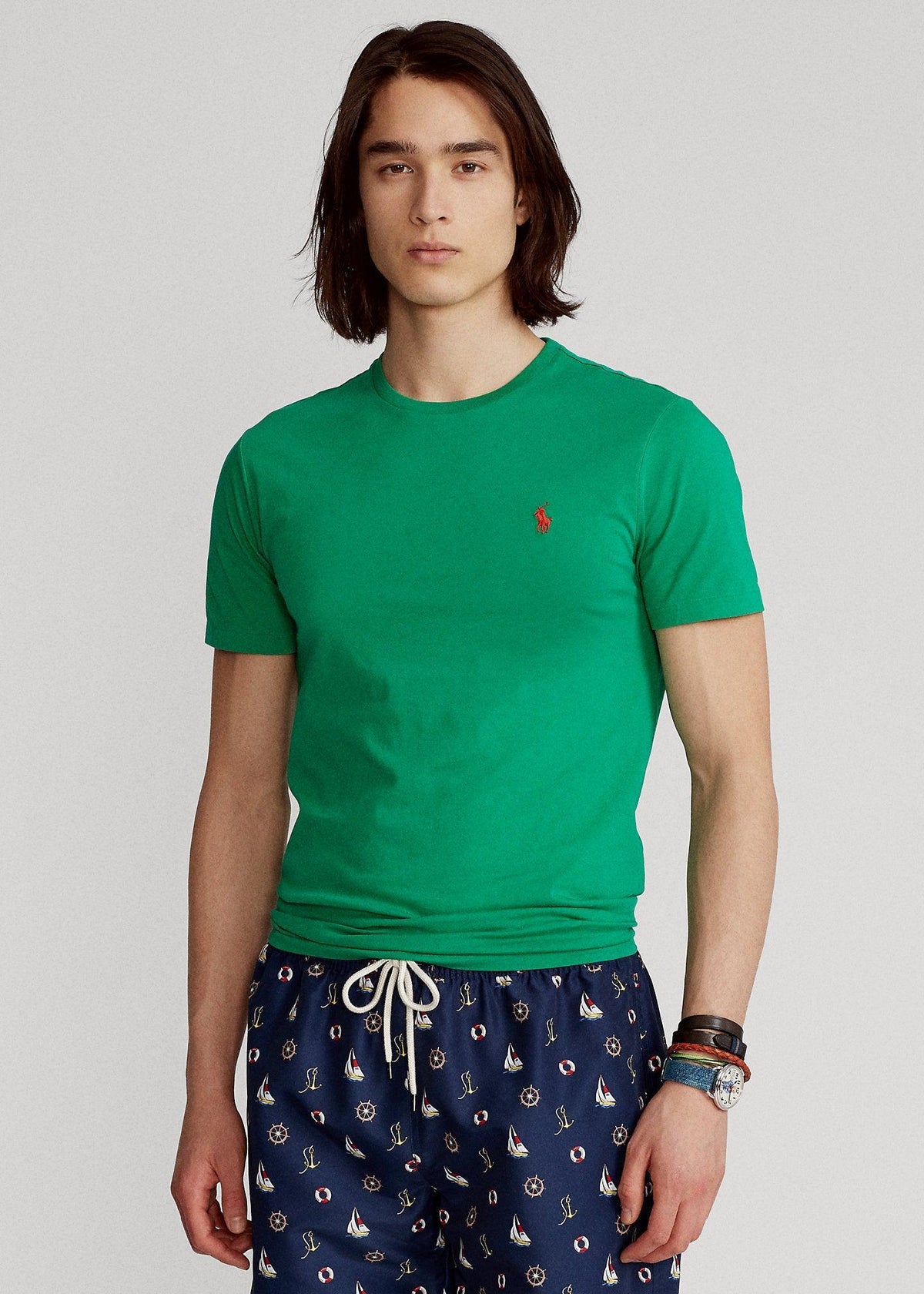 Polera de algodón verde oscuro