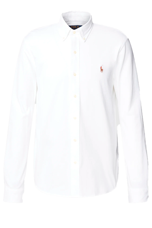 Camisa de piqué corte slim blanca